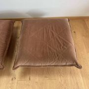 Vintage armchair and ottoman, brown velvet, Switzerland 1960