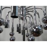 Suspension Sputnik vintage avec 9 points lumineux et 16 ampoules chromées
