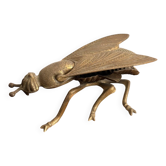 Ashtray Box Fly Cicada Articulated Brass Chiseled Vintage Display Object