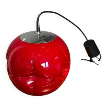 Lampe pendentif rétro rouge vintage – Peill & Putzler années 1970