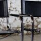 Pair of Bauhaus cantilever armchairs in chromed metal and leather, 1970