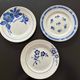 Set of 3 antique blue faience dessert plates.
