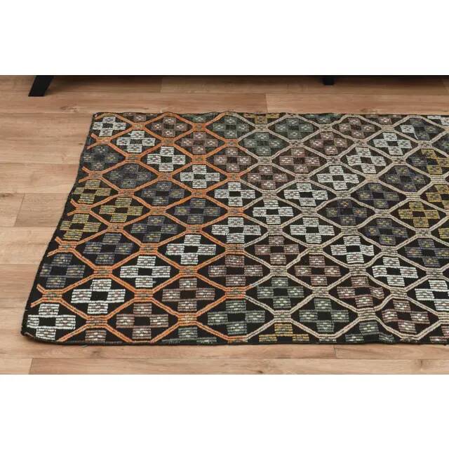 Brown Orange Handmade Vintage Turkish Kilim Area Rug  112x159