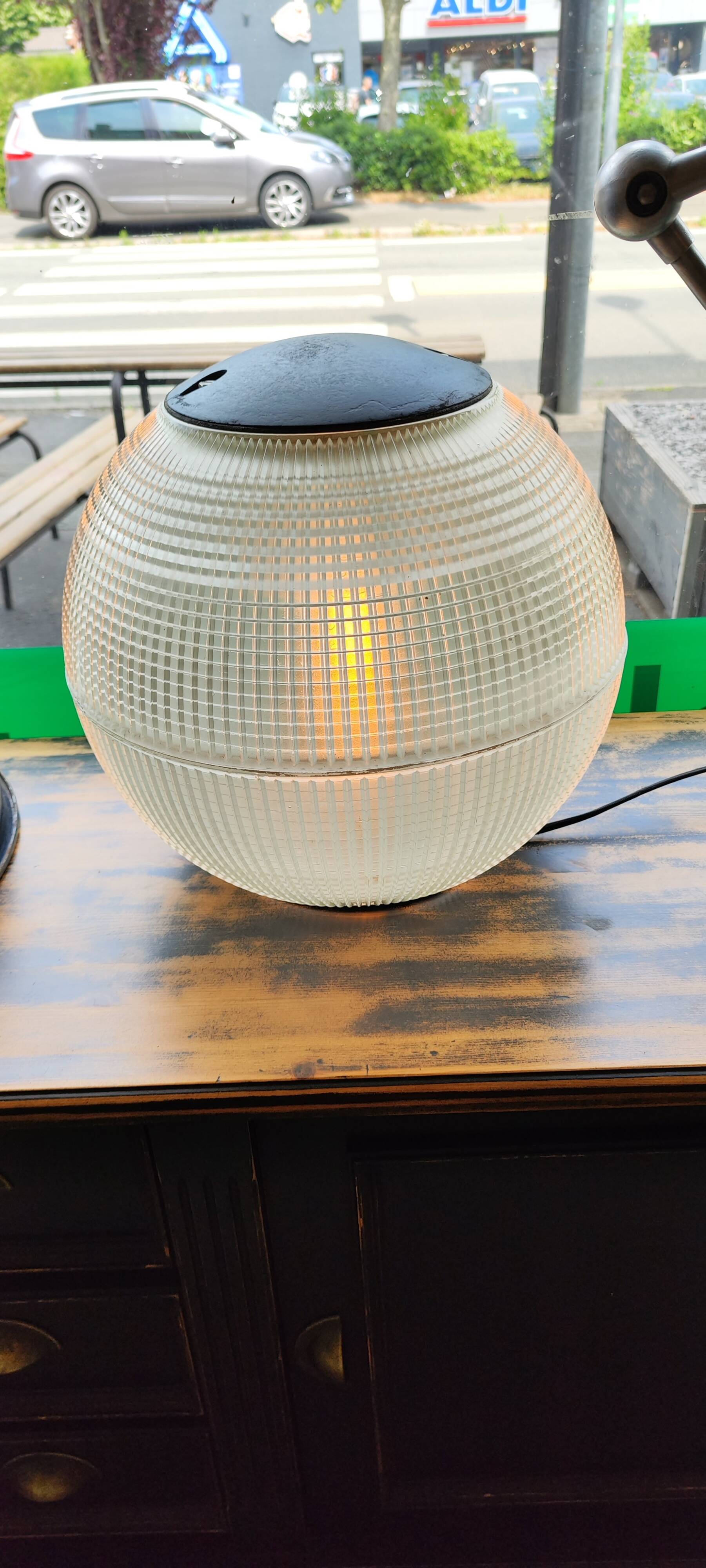 Old holophane ball industrial table lamp