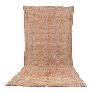 Tapis marocain berbère vintage en laine orange fait main