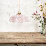 Suspension en verre de Clichy rose