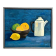 Oil on canvas "Still life with fruits and bottle" by S. Catchings, framed 50×41cm
