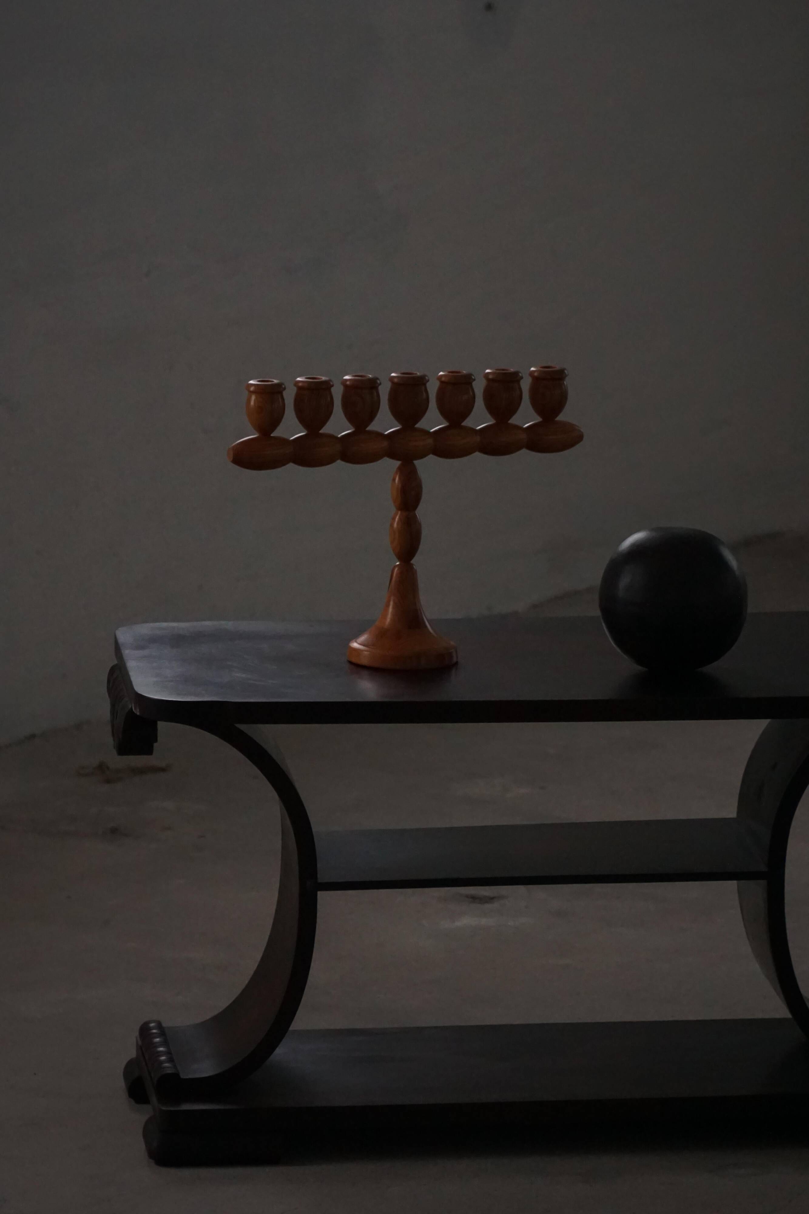 Side table / Low table in Danish Art Deco wood with shelf, 1930s-40s