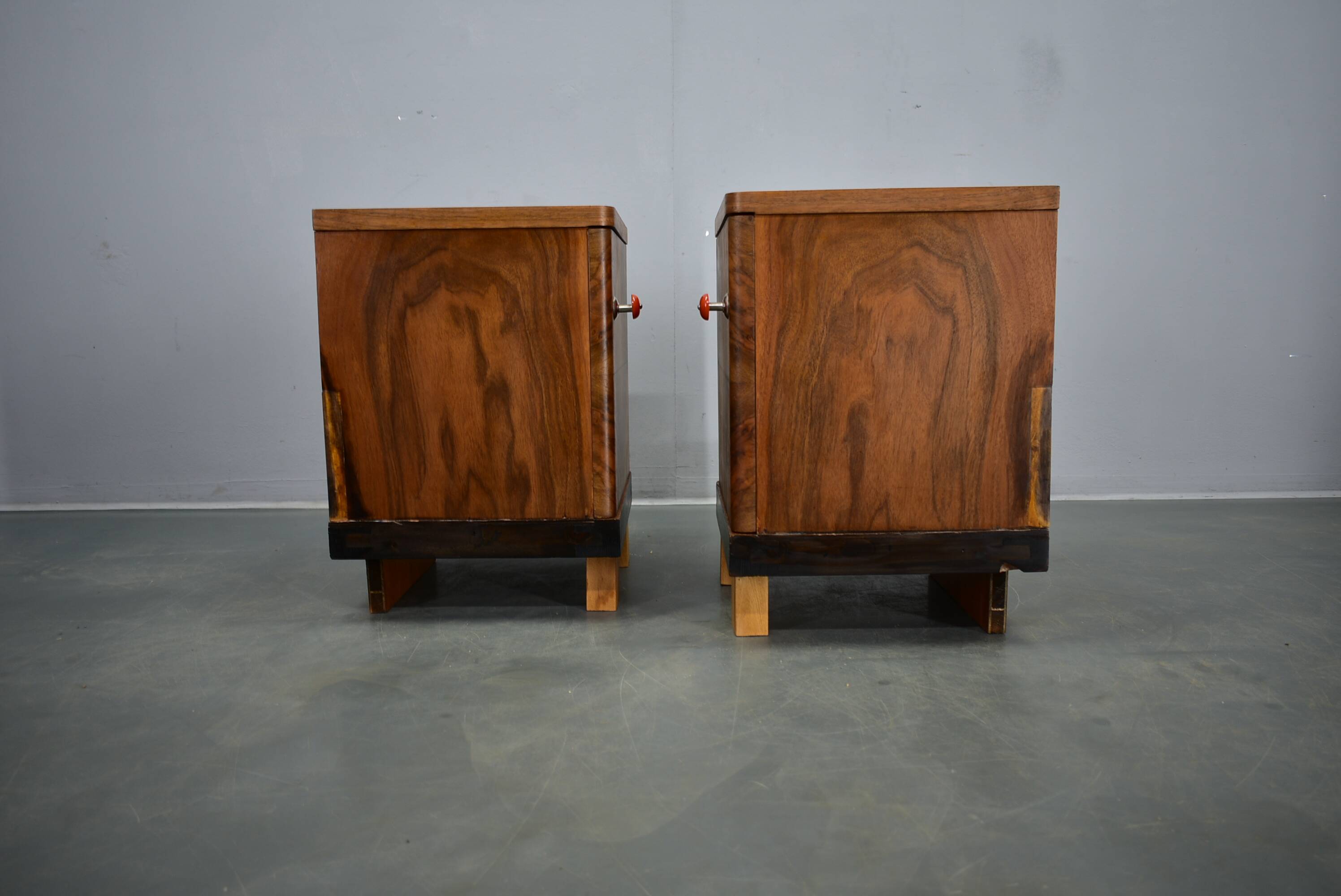 1938s pair of Art Deco bedside tables, Czechoslovakia