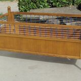 Lit enfant à système vintage, chêne et scoubidou