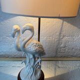 Porcelain lamp with pink flamingos from the 1980s.