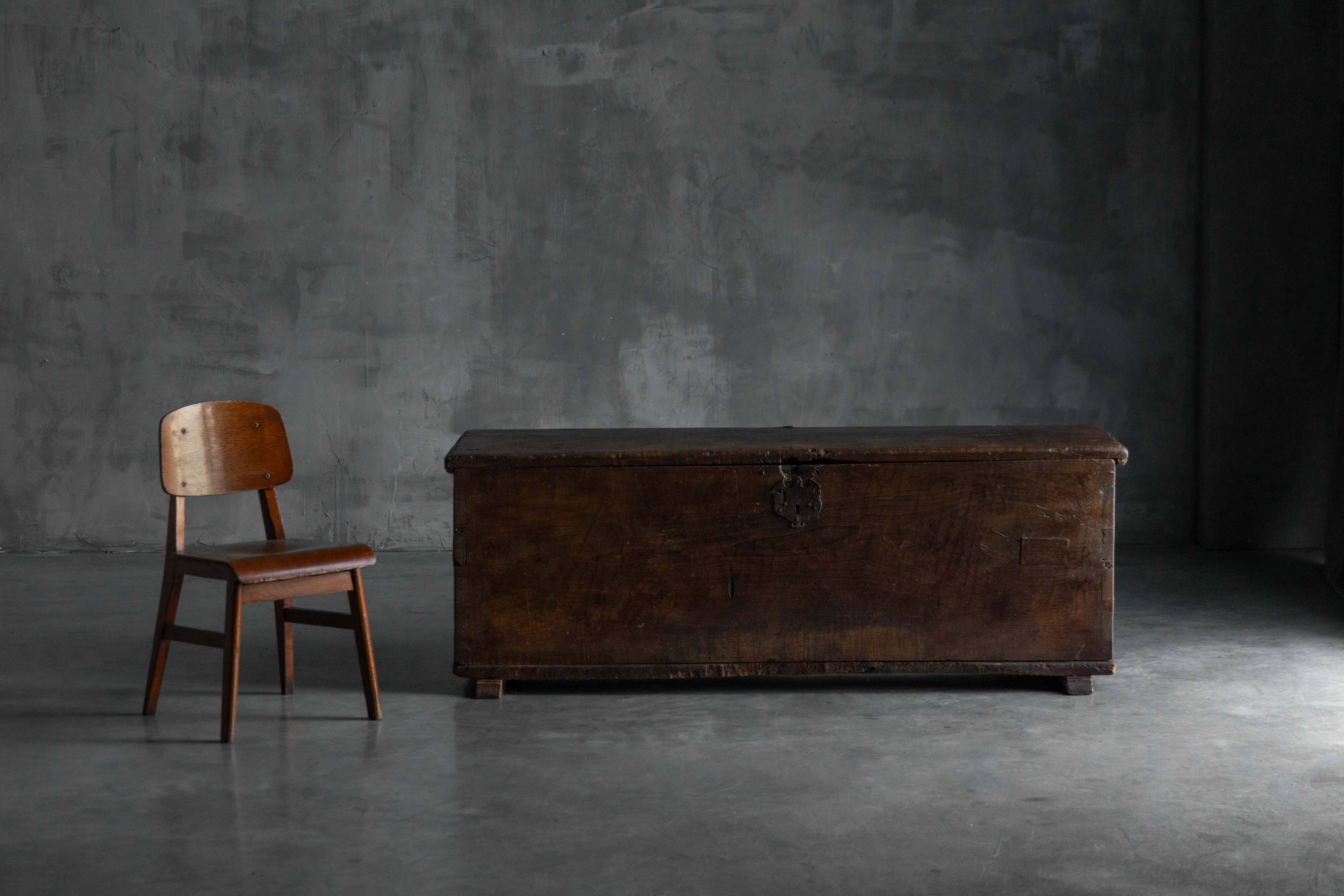 Antique wooden storage chest, France, late 18th century