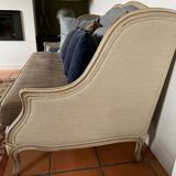 “Mise en demeure” bench in solid beech and velvet, Louis XV style