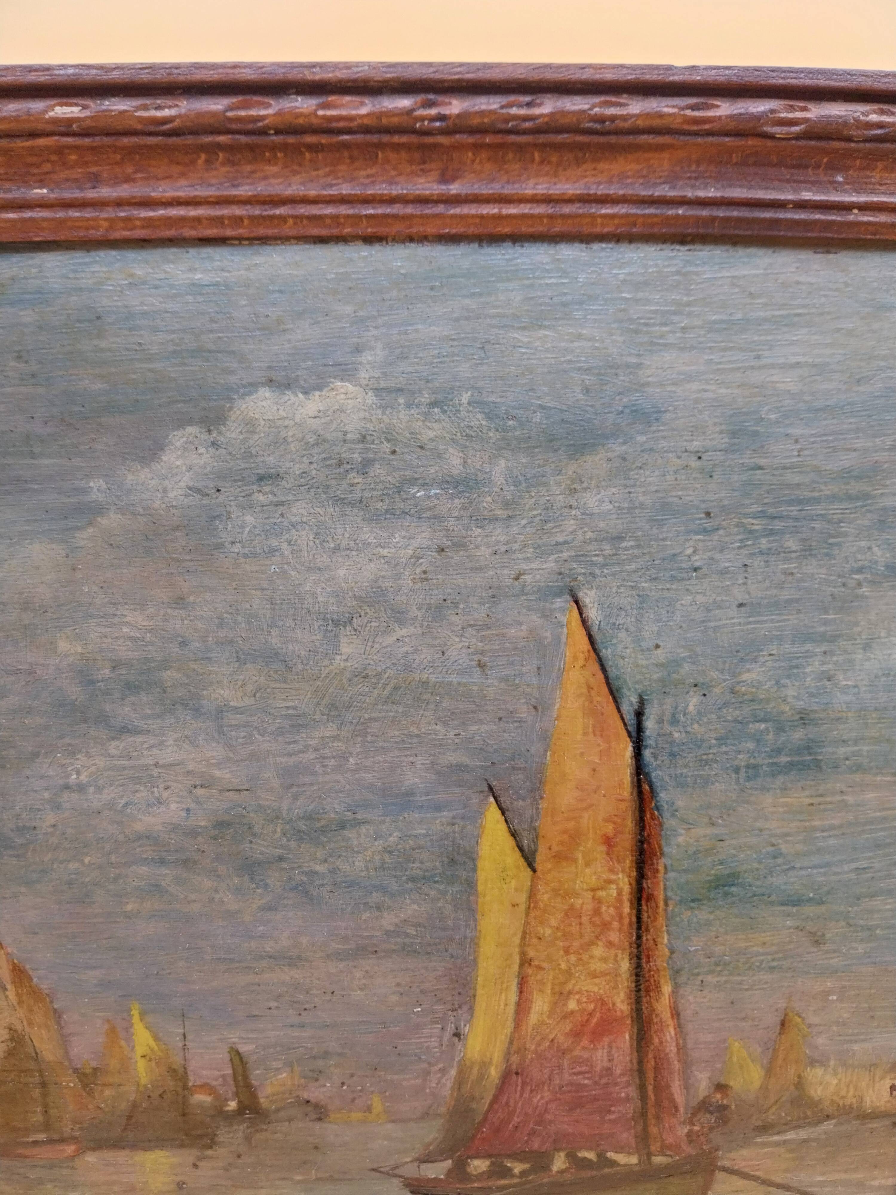 Marine painting oil on hardboard unsigned
