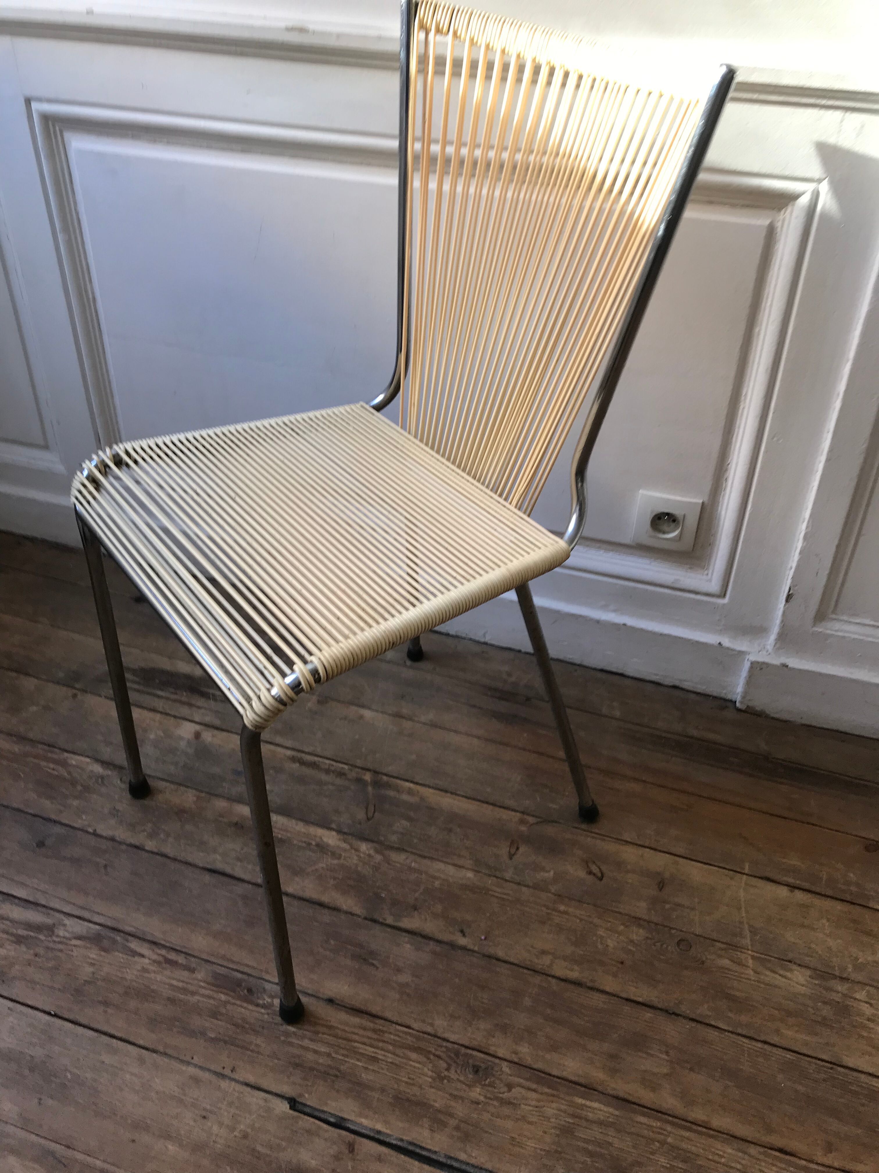 Chaise scoubidou vintage