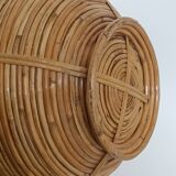 Rattan and brass fruit bowl 1970s