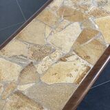 Vintage Brutalist Slate Top Salon Table