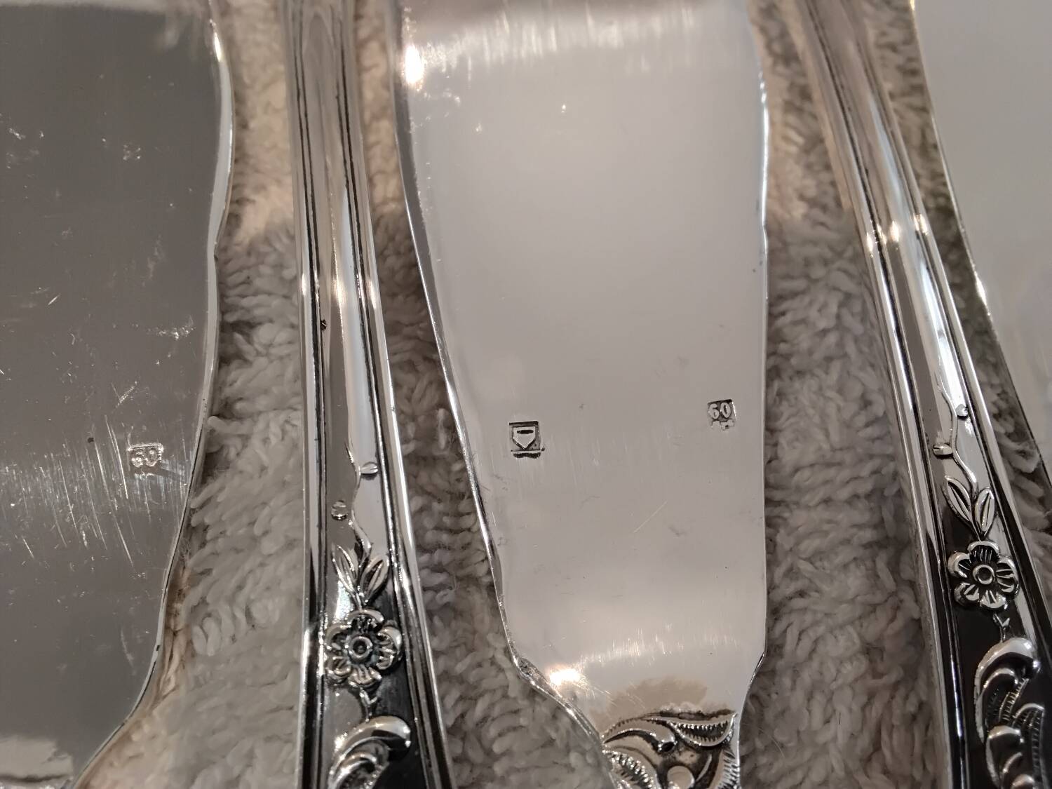 12 fish cutlery sets 24p silver-plated metal rocaille style Marly