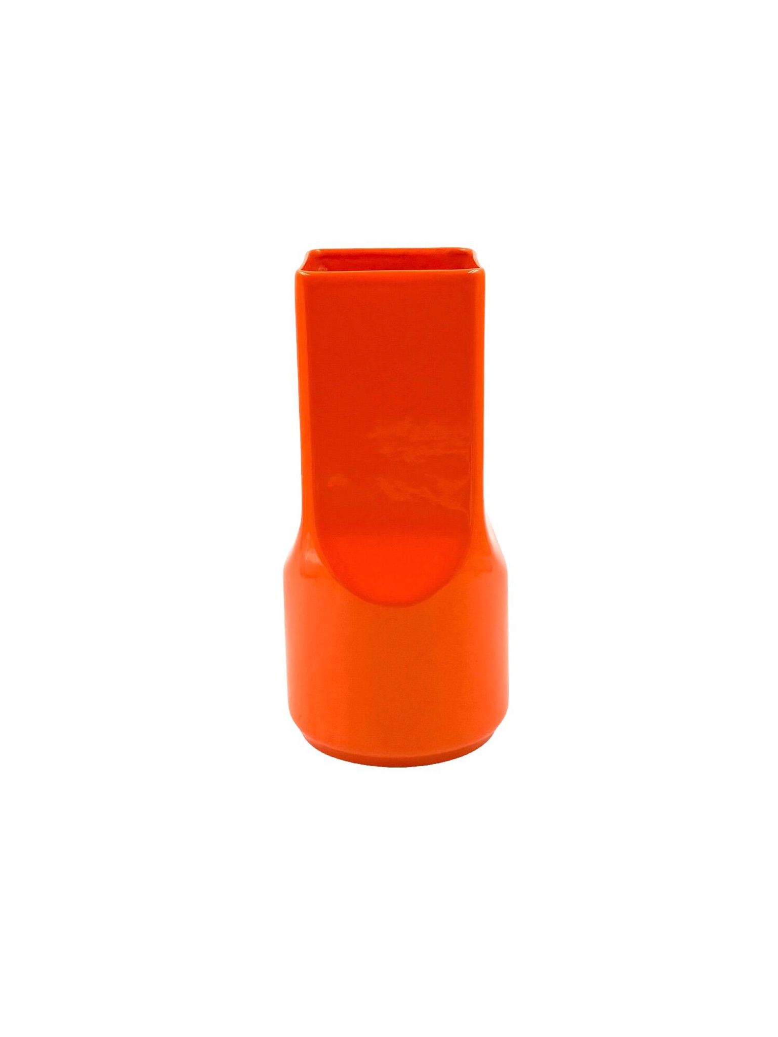 Studio Opi, vase en céramique orange de l'ère spatiale, Gabbianelli Italie ca. 1960