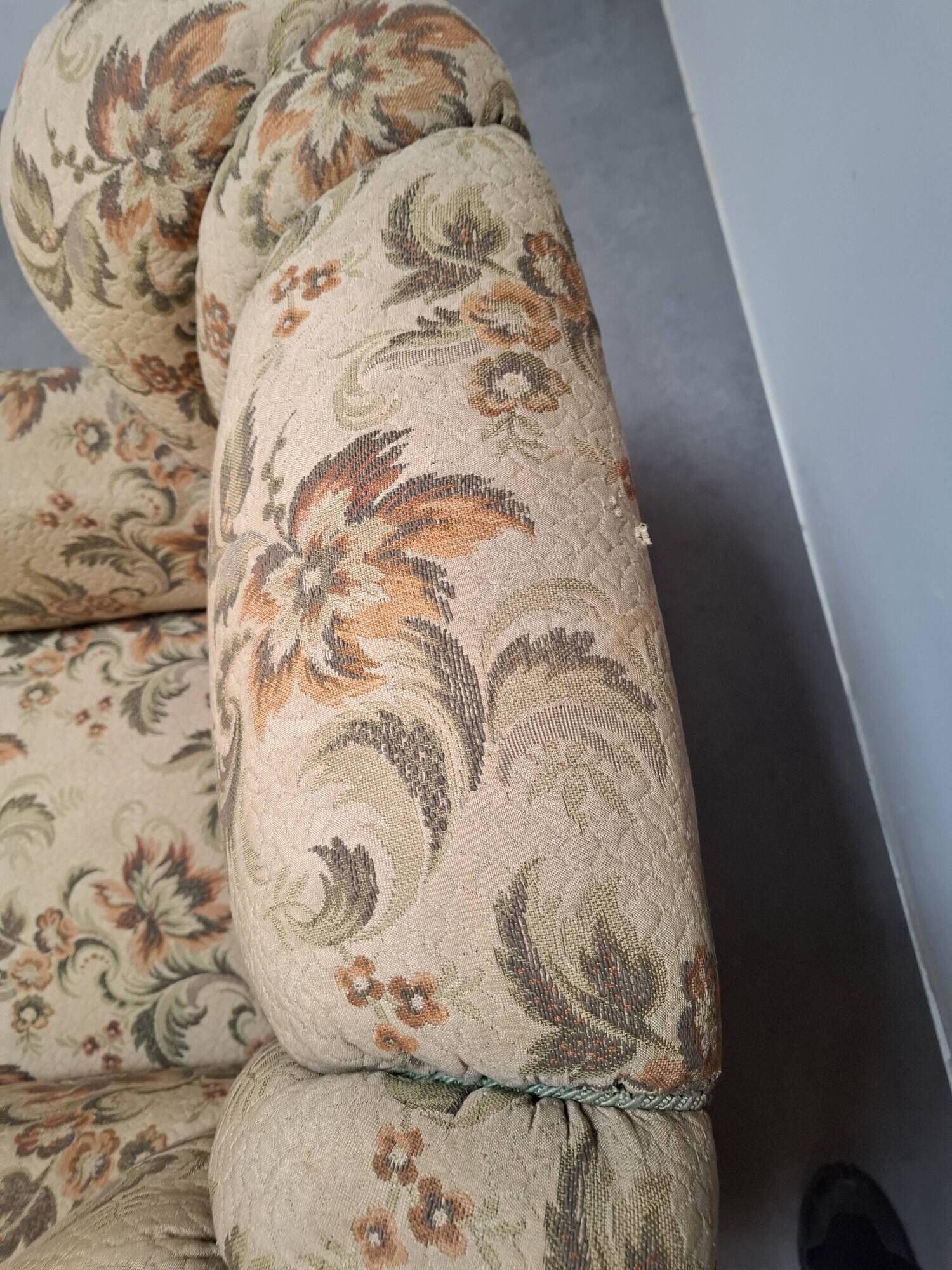 1930s Art Deco Czech Floral Upholstered Wingback Armchair