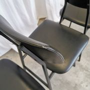 SET of 4 Vintage School Chairs /Black Leather / STOL Kamnik 80s Yugoslavia