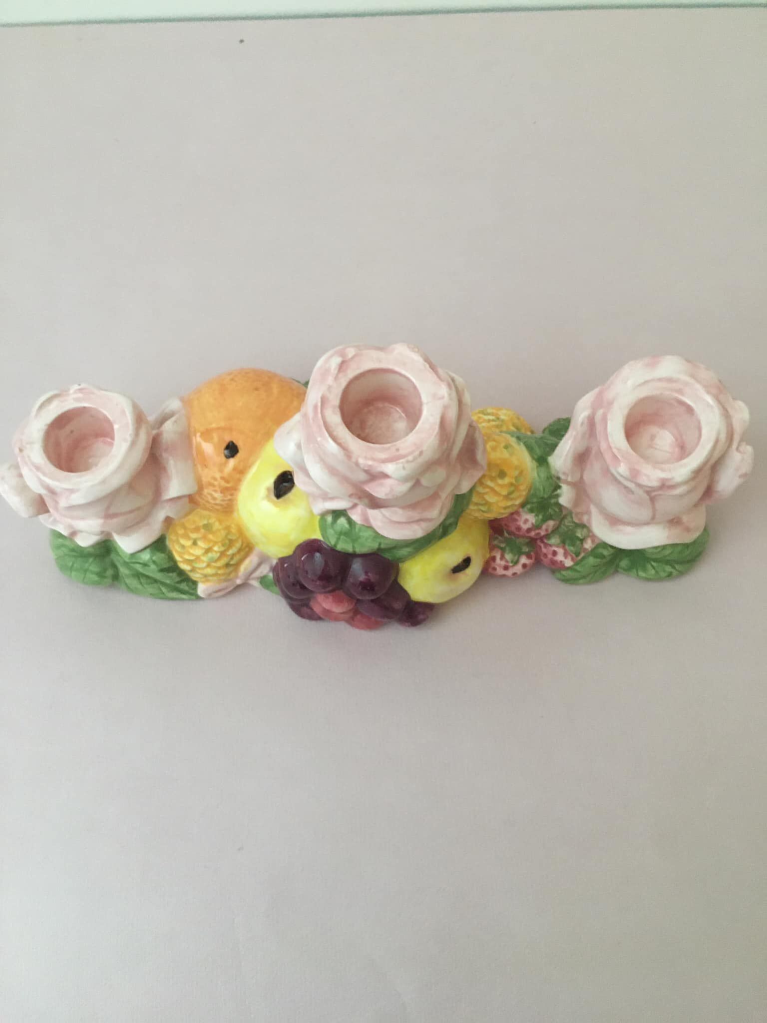 3-burner slurry candle signed Francesco Guarino, fruit motifs