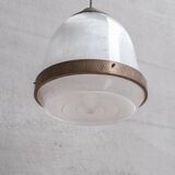 Large Two Part Holophane Style Mid-Century Pendant Light