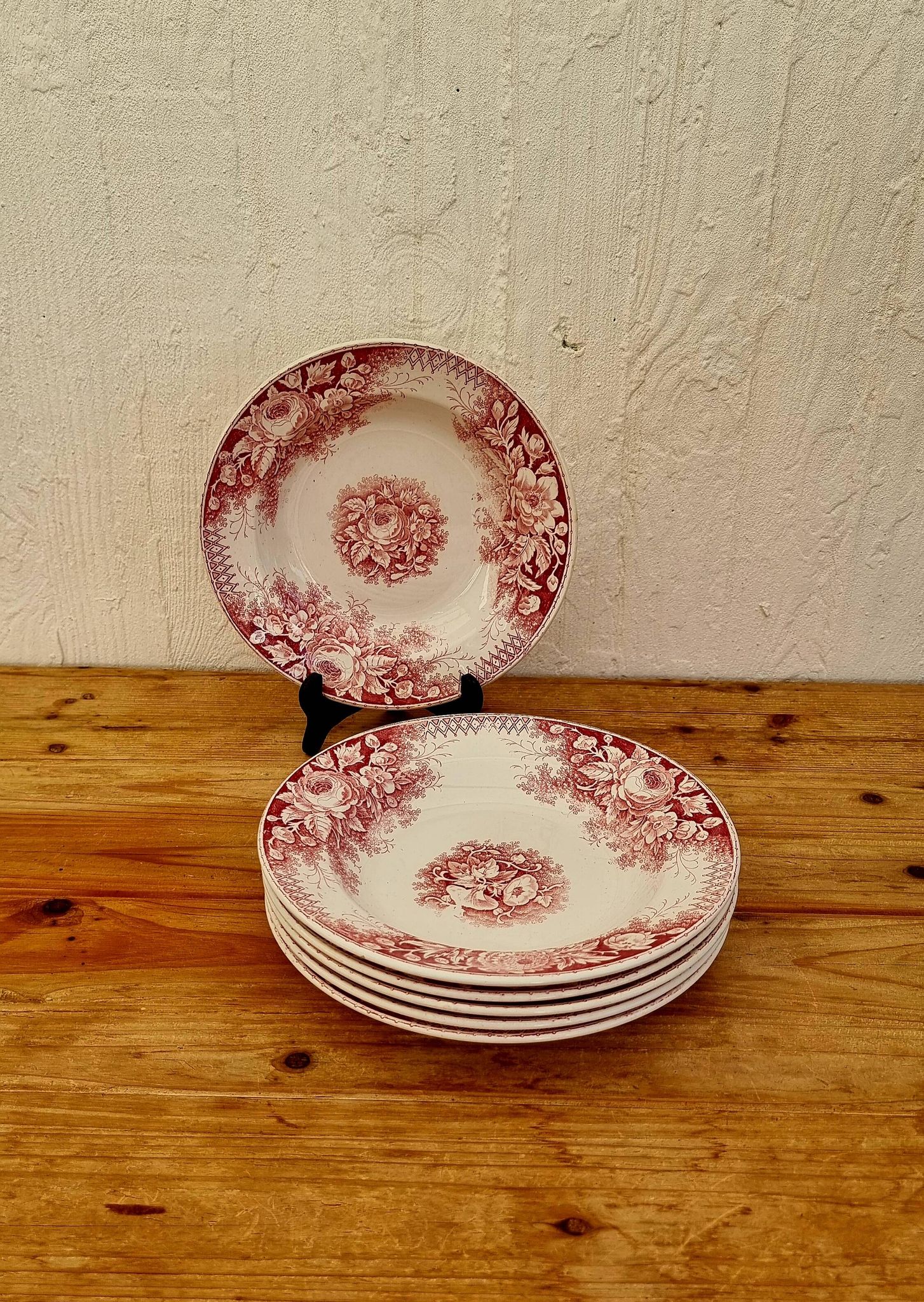 Set of 6 U&C Sarreguemines Jardinière model soup plates