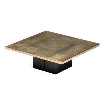 Brass Etched Coffee Table by Christian Heckscher, Belgium, 1970s