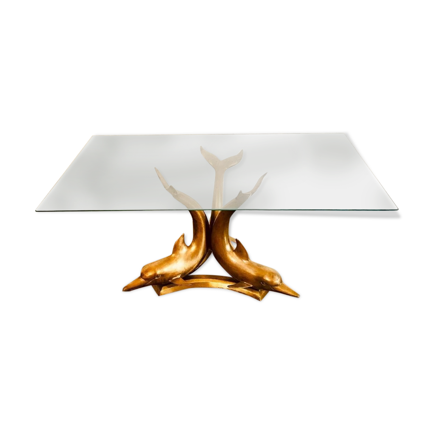 Coffee table 3 dolphins in brass