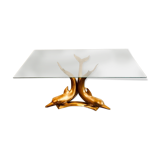 Coffee table 3 dolphins in brass