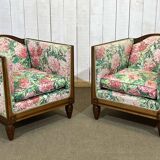 Pair of Art Deco armchairs in mahogany from the 1930s.