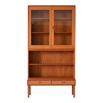 Teak bookcase cabinet with display cabinet