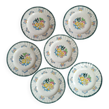 Set of 6 large flat plates Longwy Vieux Rouen vintage