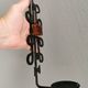 Vintage wall candle holder, wrought iron and  pressed orange/amber glass