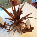 Wheat ear chandelier, 3 fires, gold metal