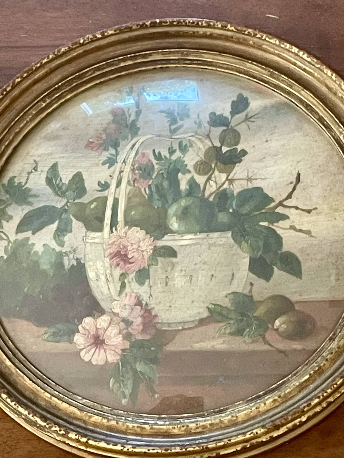 Paire de tableaux, natures mortes fruits et fleurs