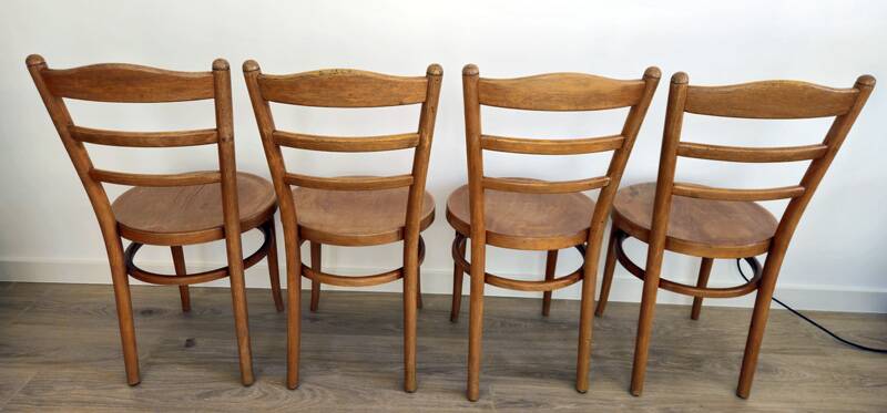 Set of 4 Baumann bistro chairs – model “Le Marais” – light wood