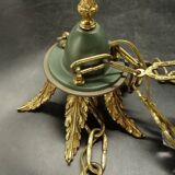 3-light chandelier with swan heads, Empire style - bronze & glass