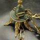 3-light chandelier with swan heads, Empire style - bronze & glass