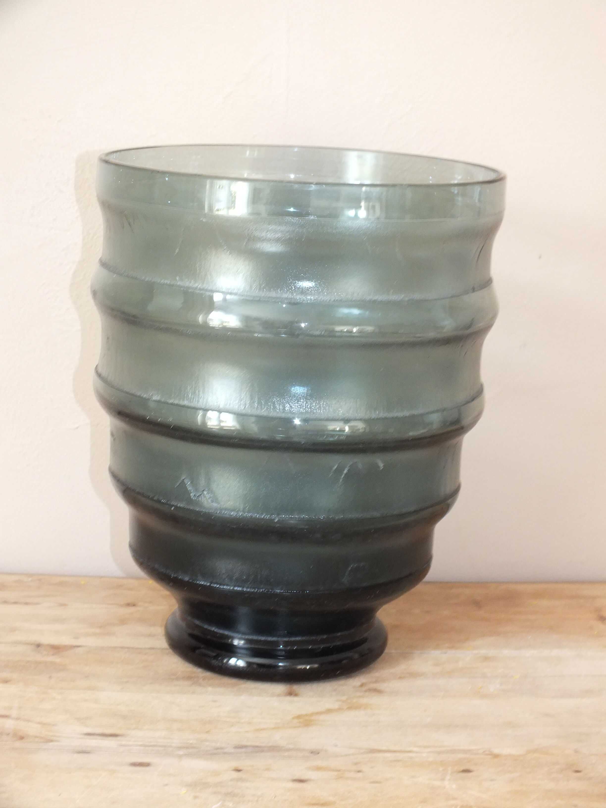 Art Deco vase in frosted blue glass