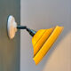 Applique abat-jour vintage en opaline jaune et liserés argent