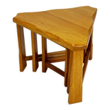 Modernist blond oak nesting tables, 1960s