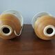 Pair of vintage lamps in rattan and ceramic