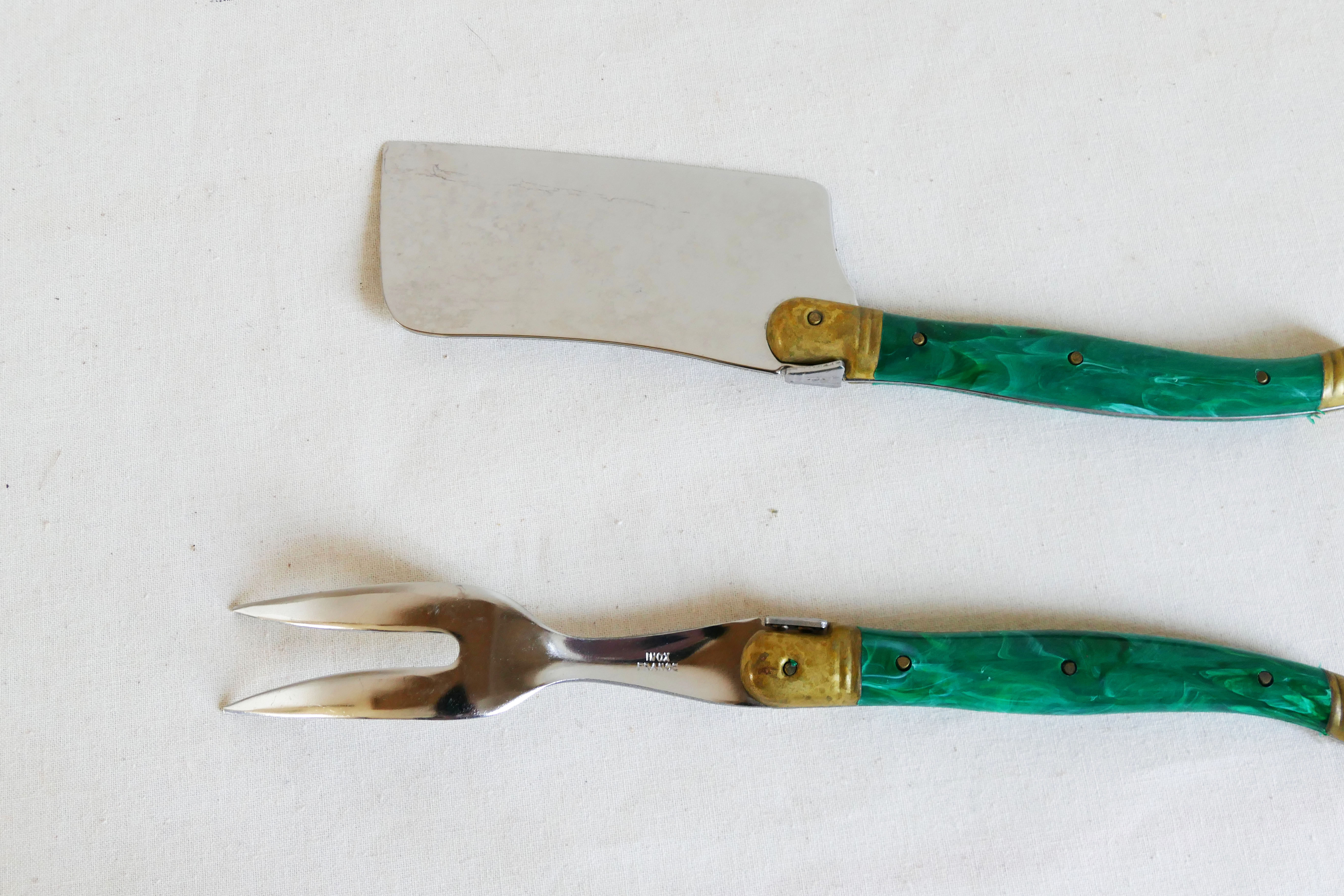Laguiole couteau et fourchette en acier et laiton