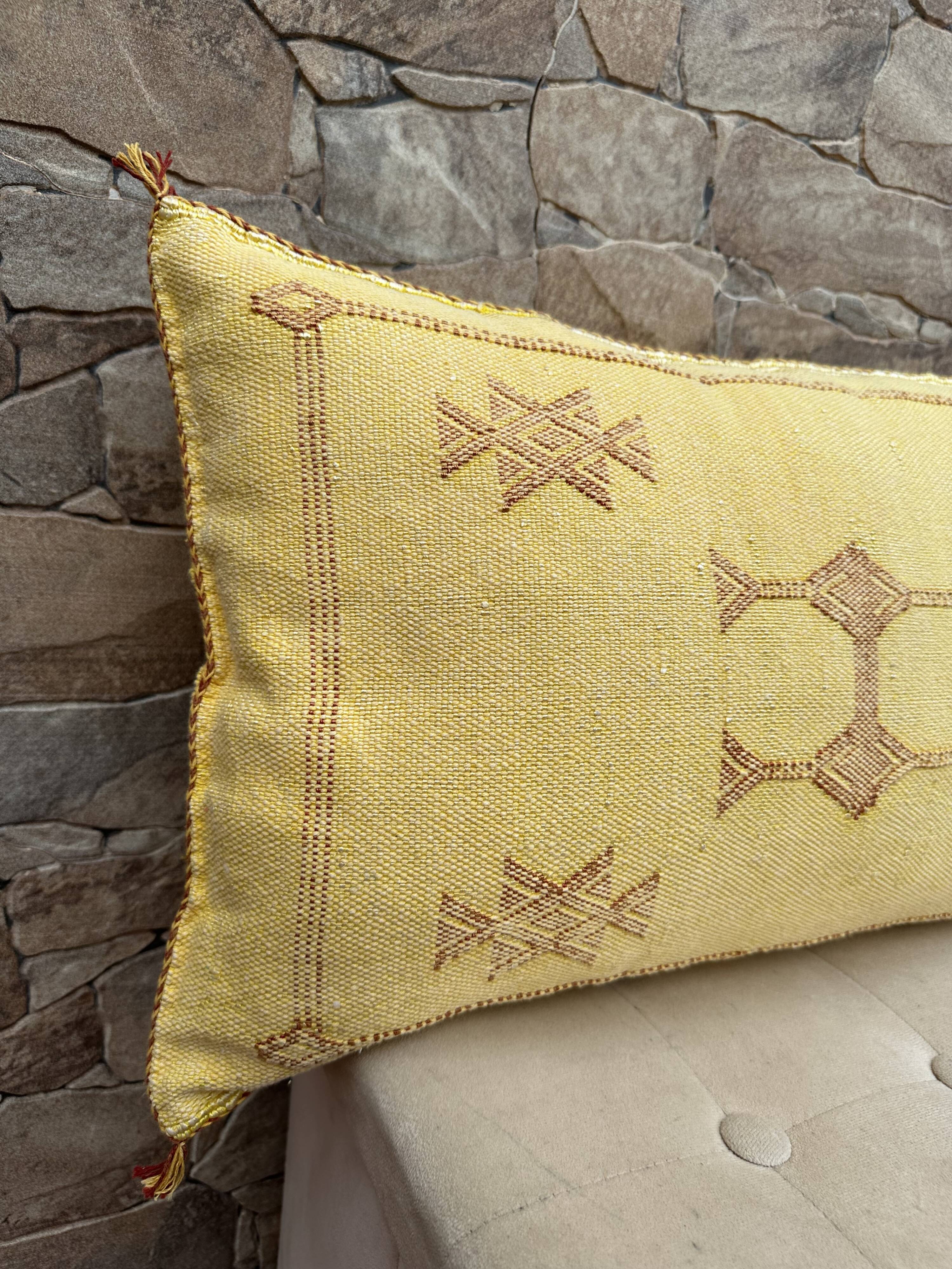 Coussin marocain en soie de cactus, coussin en soie Sabra, coussin