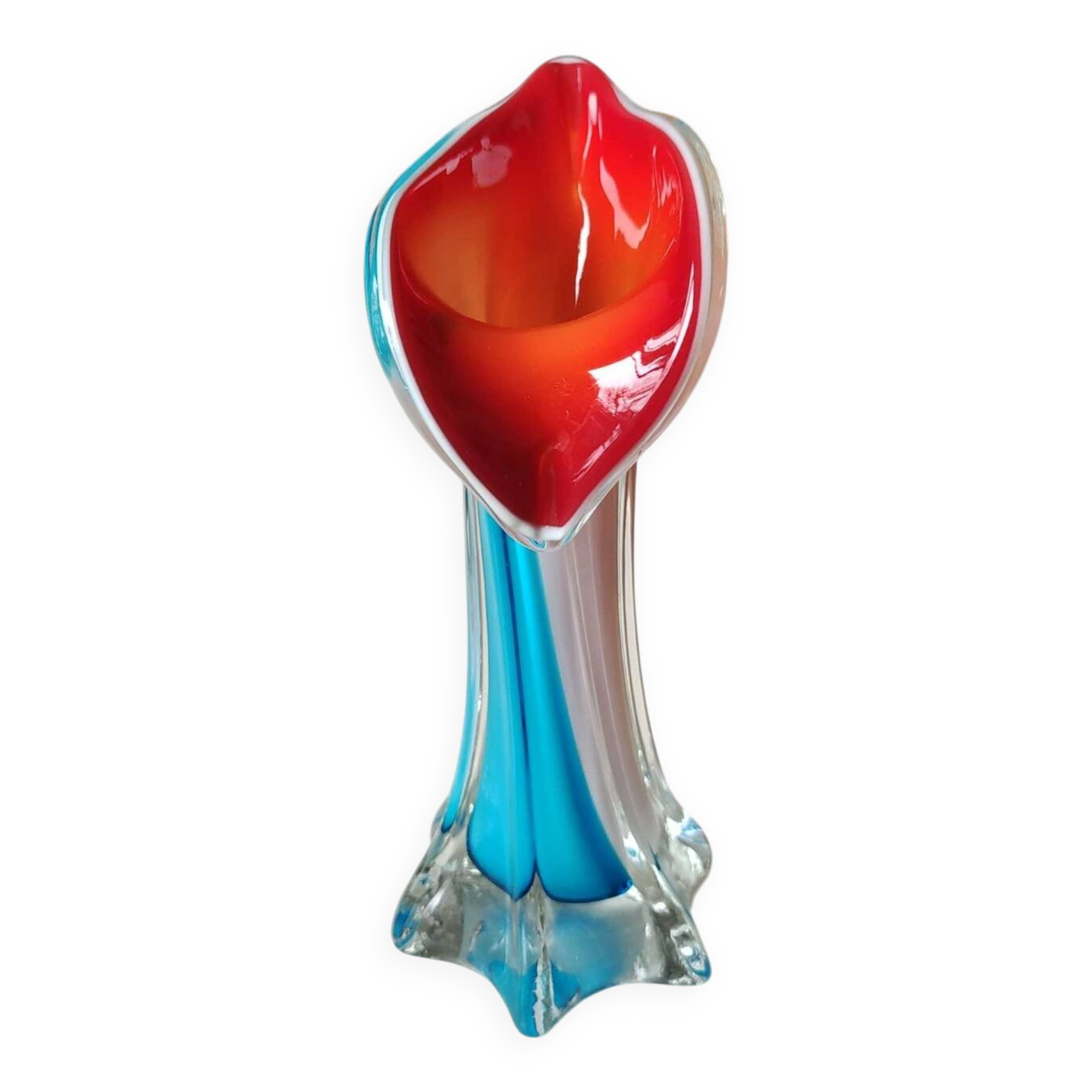 Arum Flower/Jack in the Pulpit Vase. Made of Murano blown glass. Height 20 cm
