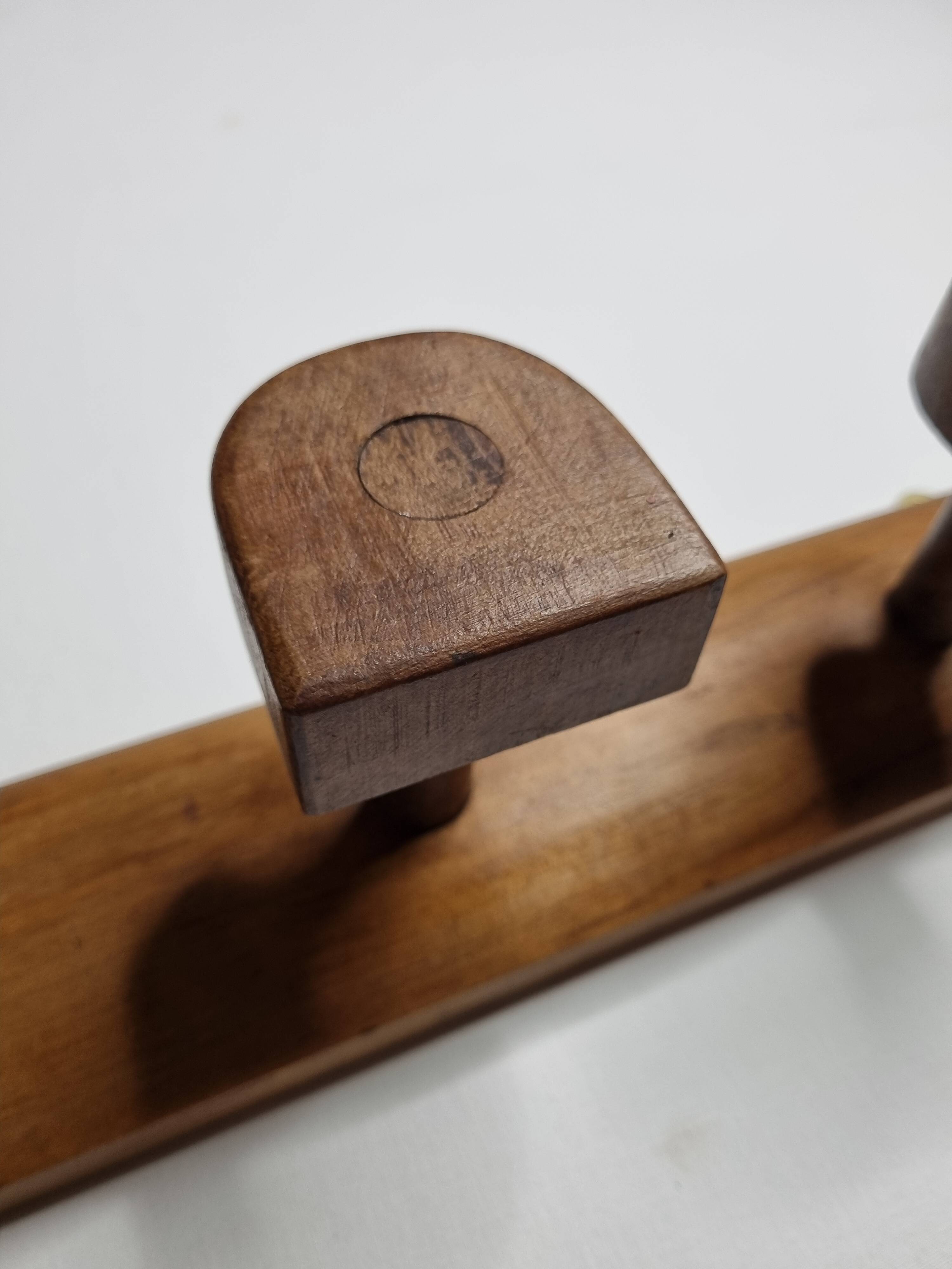 Vintage solid wood wall coat rack with three hooks 60 cm