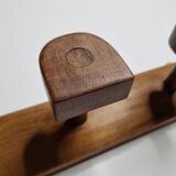 Vintage solid wood wall coat rack with three hooks 60 cm