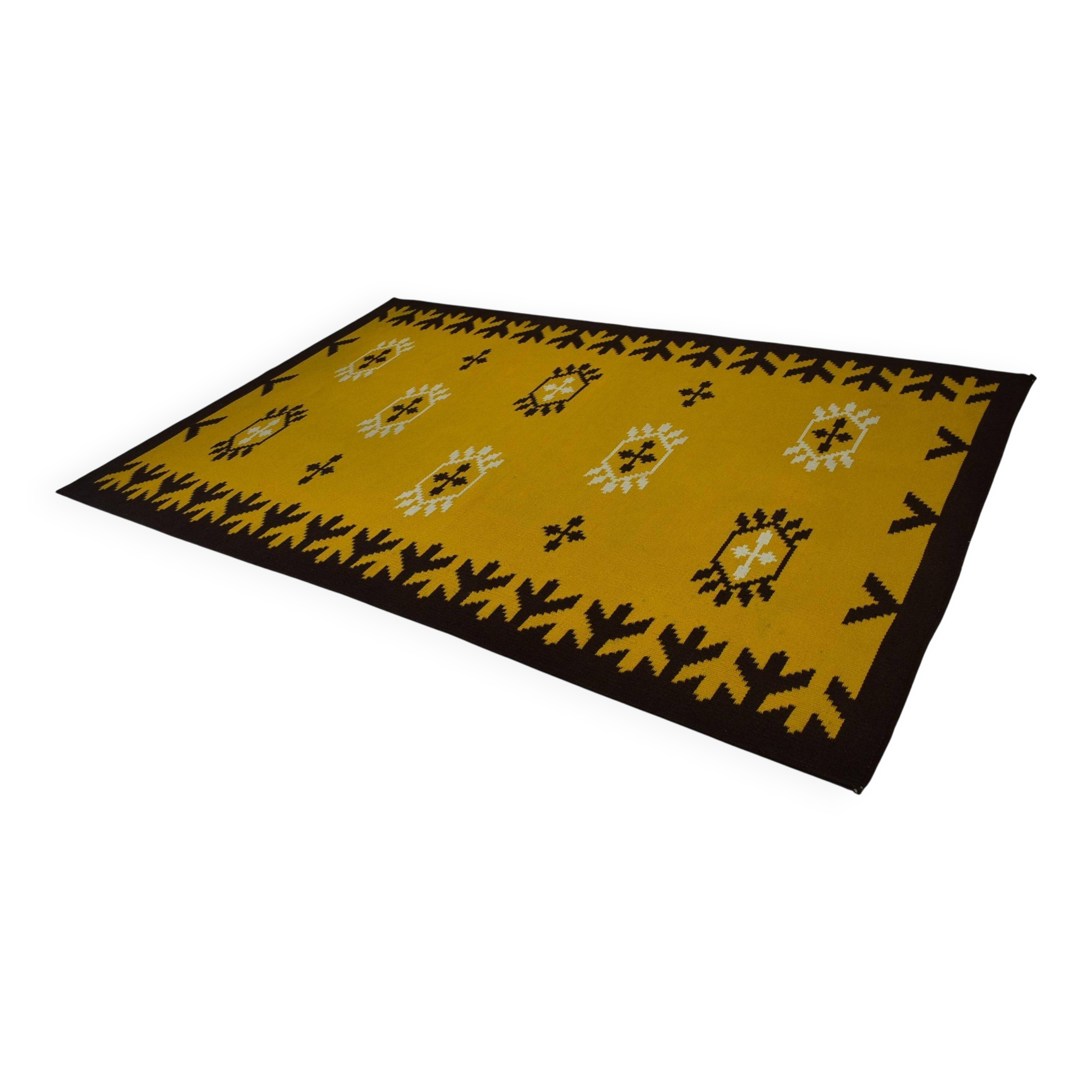 Midcentury design geometric rug / carpet, 1970s / Czechoslovakia